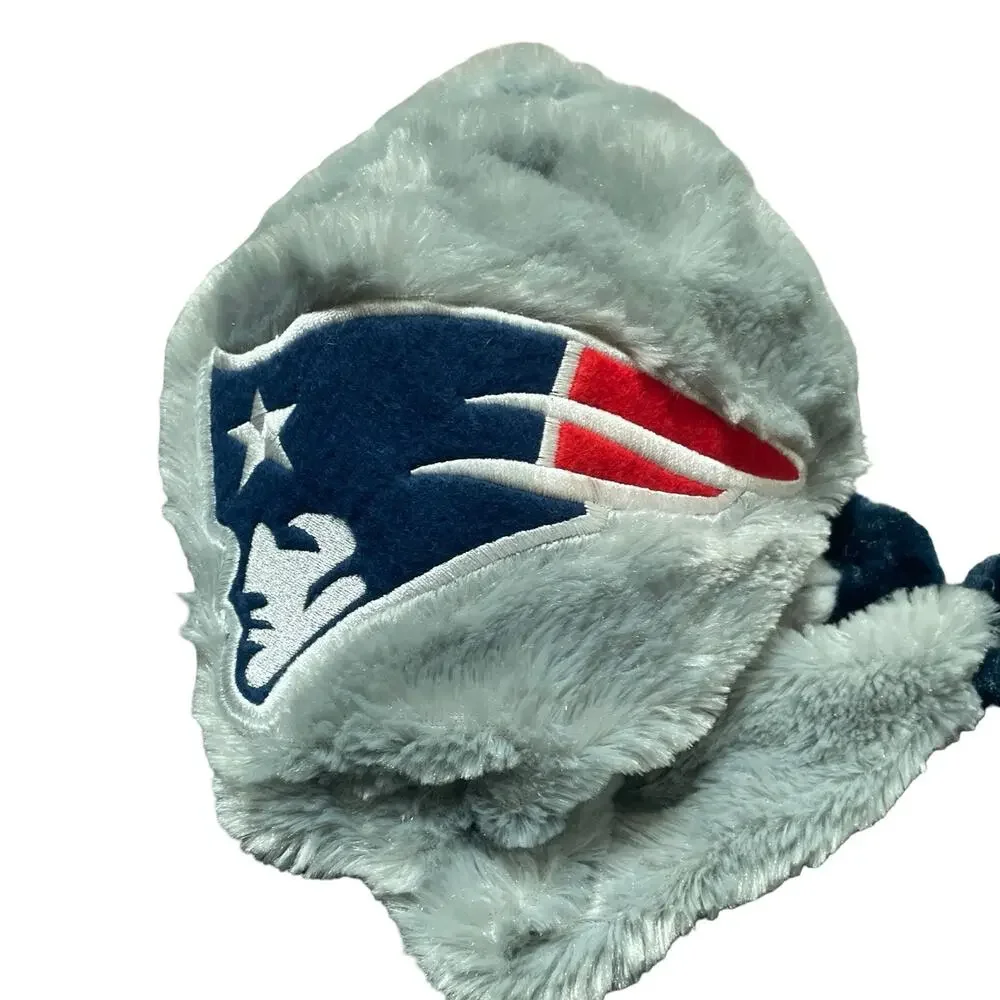 New England Patriots Trapper Hat Forever Collectibles Faux Fur Ushanka Pom